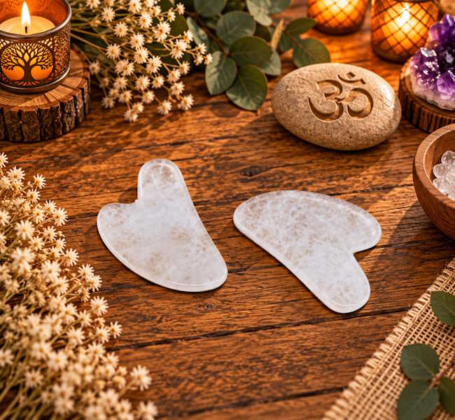 Gua sha Cuarzo Blanco corazón